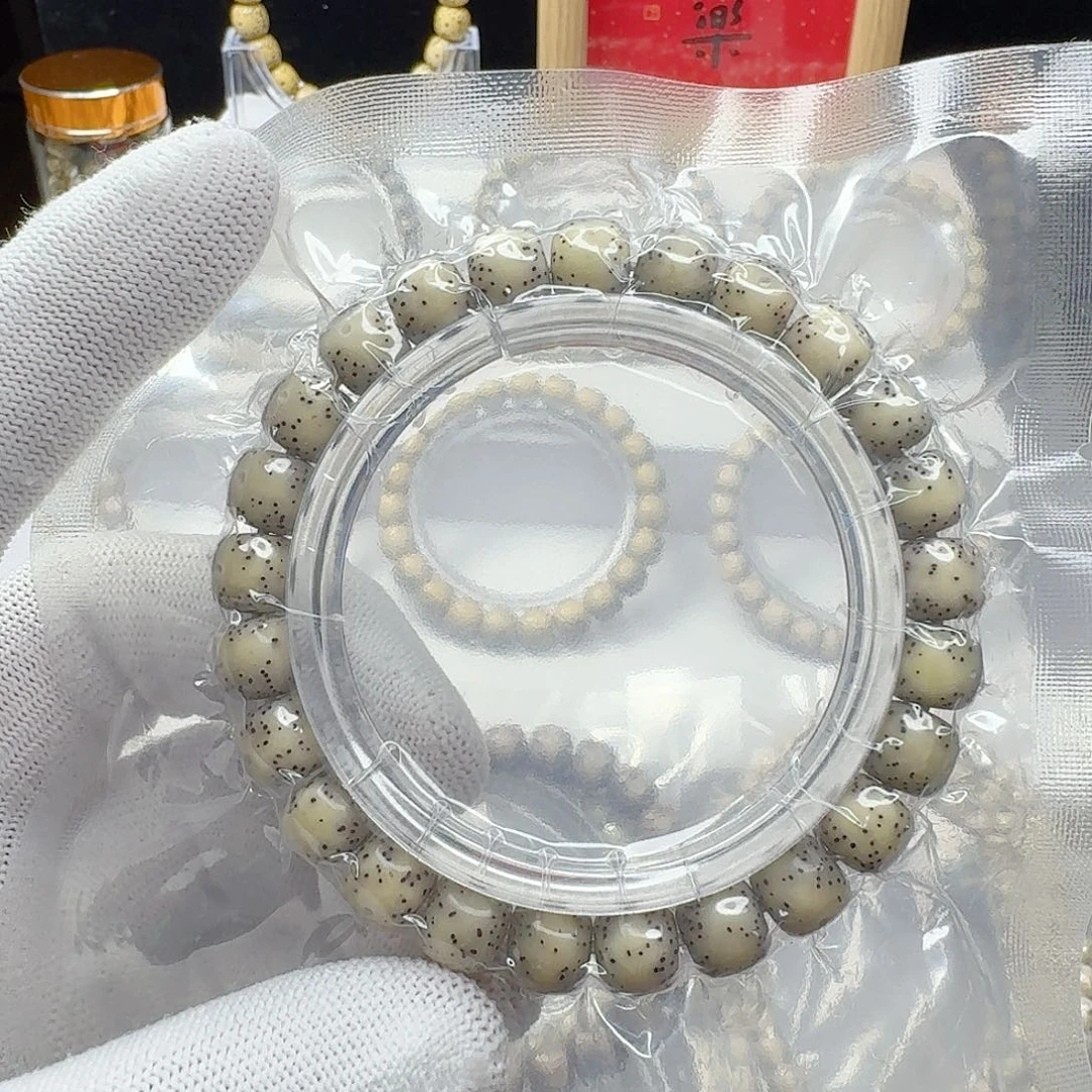 手串星月菩提石玉料9/8骨瓷白通体留白小细星