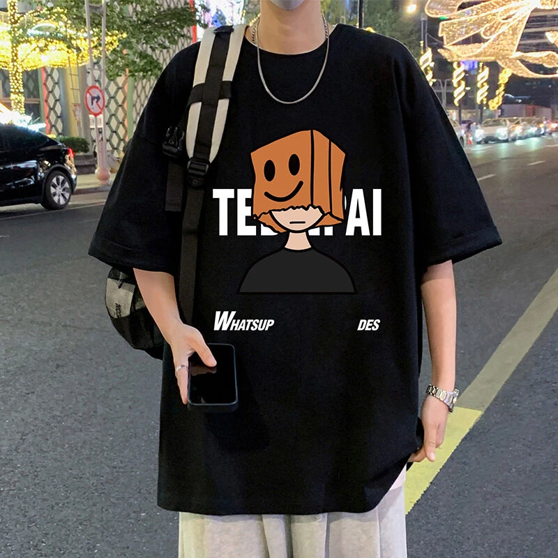 朝怡纯棉宽松港风短袖T恤男夏季2025新款ins潮牌男装美式高街半袖