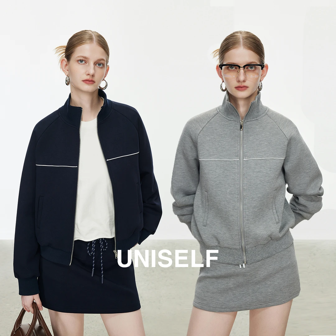 UNISELF知识分子M1U风卫衣外套女短款2025秋新款抽绳半裙101366