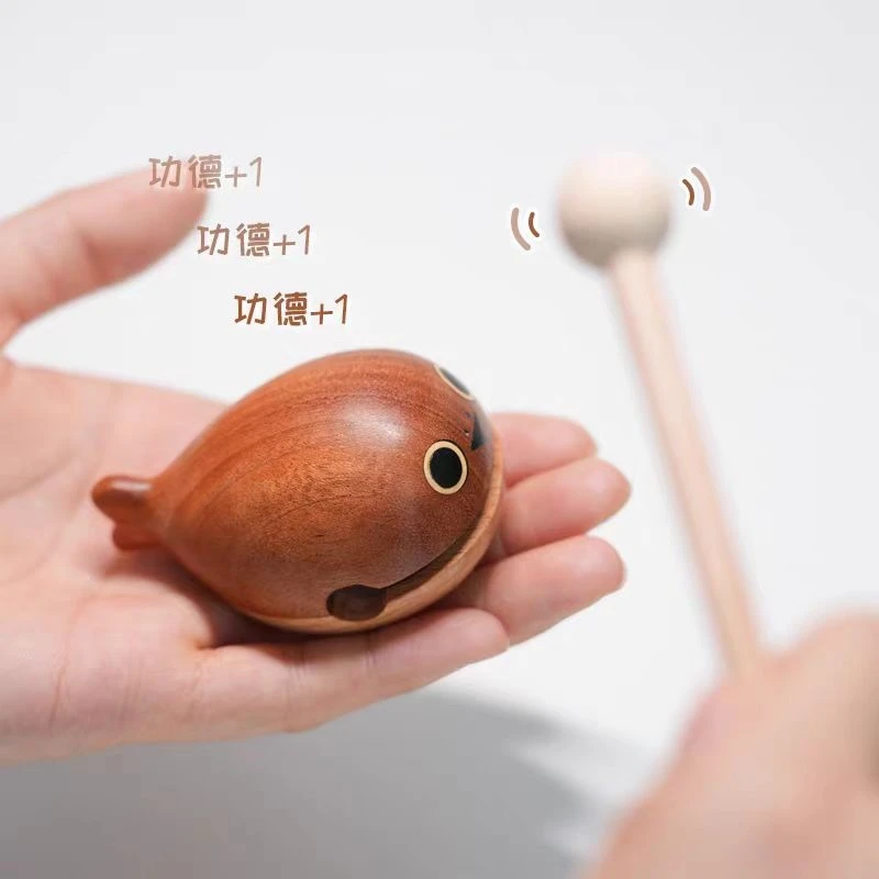 木鱼解压小玩具木质情绪稳定摆件萨卡班甲鱼敲打鲸木鱼治愈系礼物