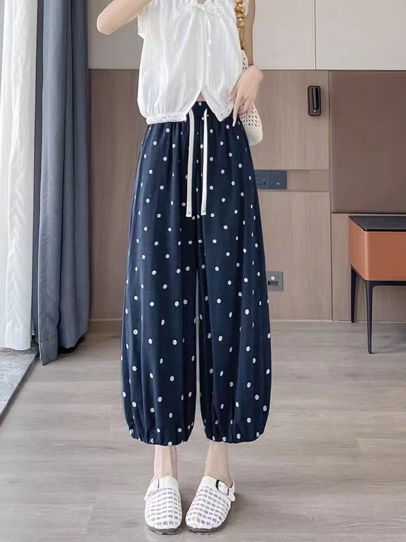 835-夏季大码冰感波点大码时尚灯笼裤