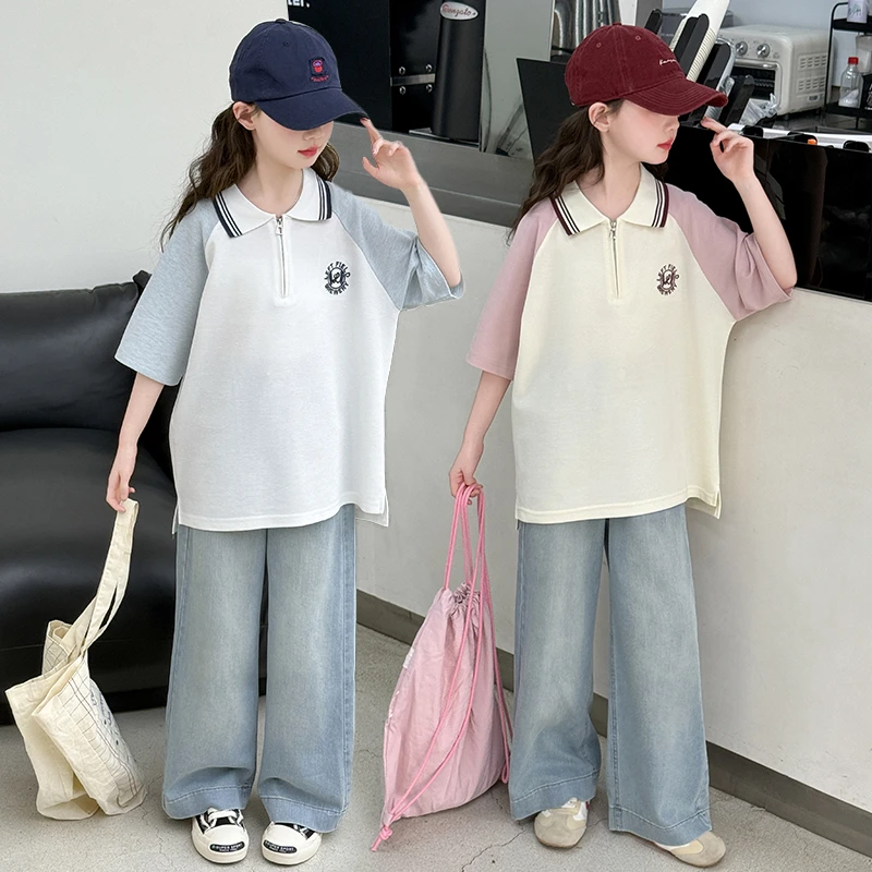 女童夏装套装洋气时髦女童装小女孩夏季衣服宽松T恤长裤两件套