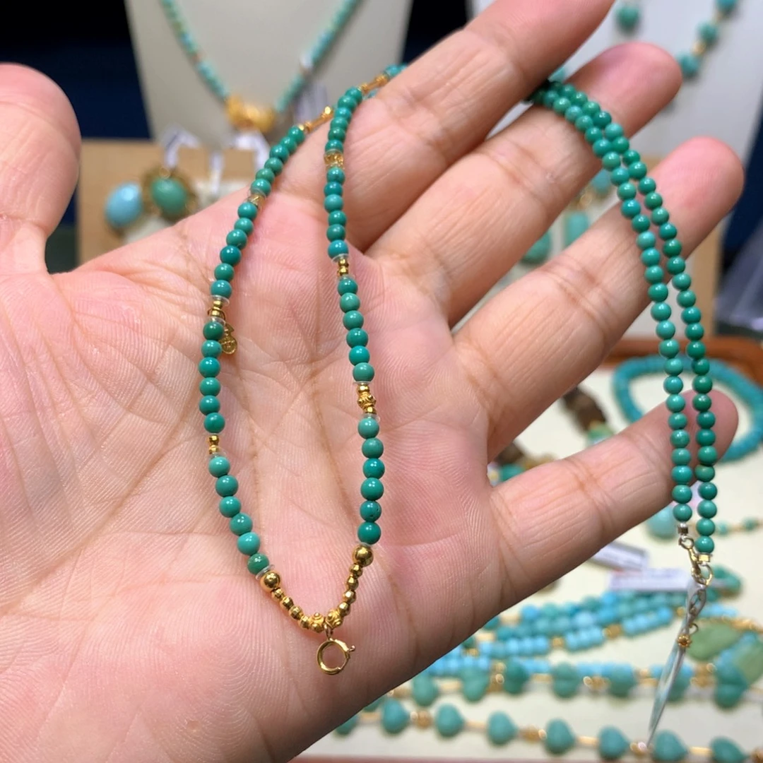 18K金镶嵌绿松石万能链3mm
