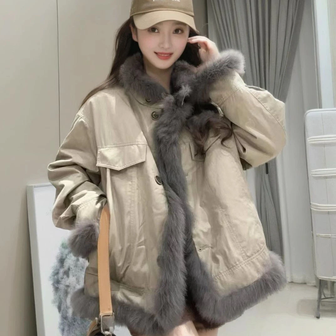 造皮草 2025秋冬女新款派克服环保皮草毛 毛气质短款外套