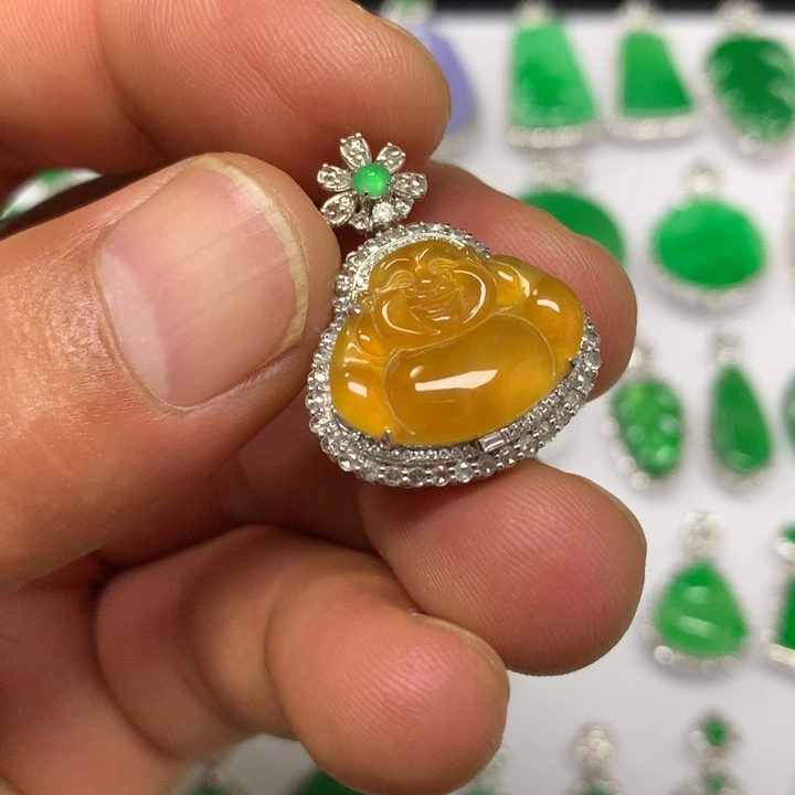 【闪购商品】翡翠18K金镶嵌颈饰吊坠