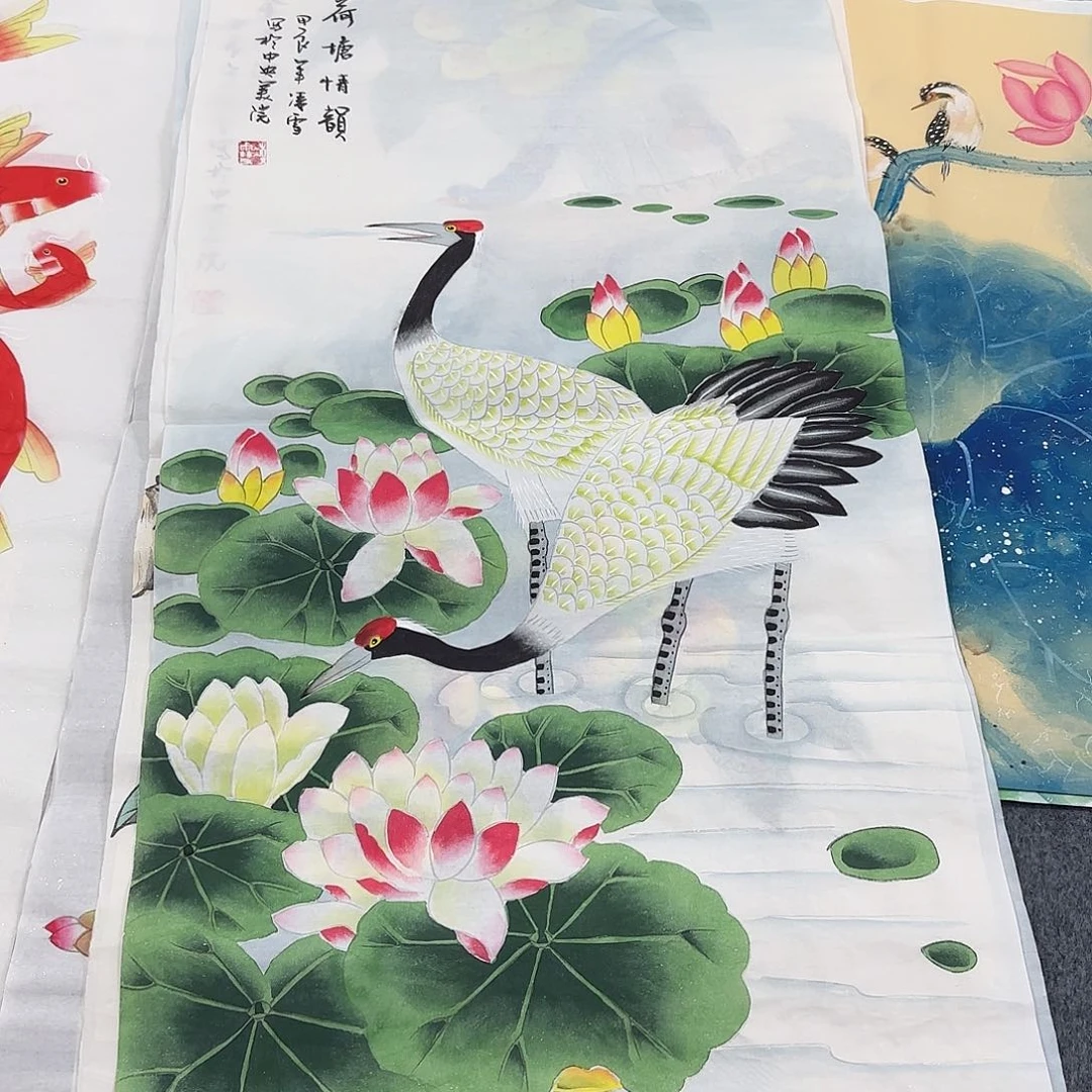 国画尺寸50X100手绘作品