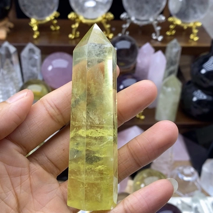 ****怡摆件水晶未镶嵌黄水晶柱3