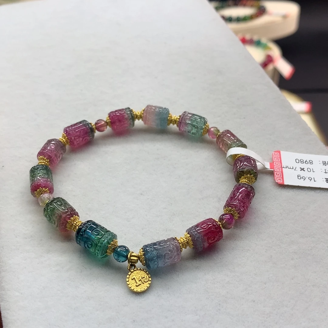 【闪购商品】手链未镶嵌碧玺西瓜桶珠单圈