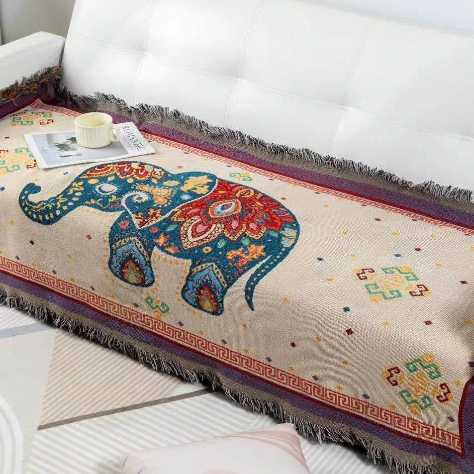 【全国包邮】民族风藏式藏床吉象沙发巾多功能飘窗垫茶几巾可当披肩