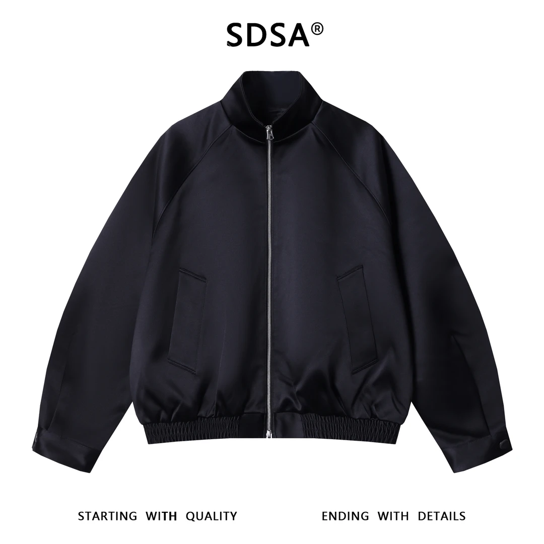 SDSA男士秋冬新款痞帅男装美式纯色立领拉链卫衣高街百搭宽松上衣