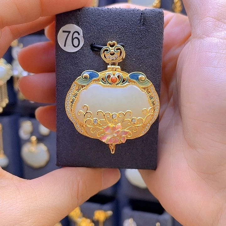 和田玉银S925镀金镶嵌颈饰