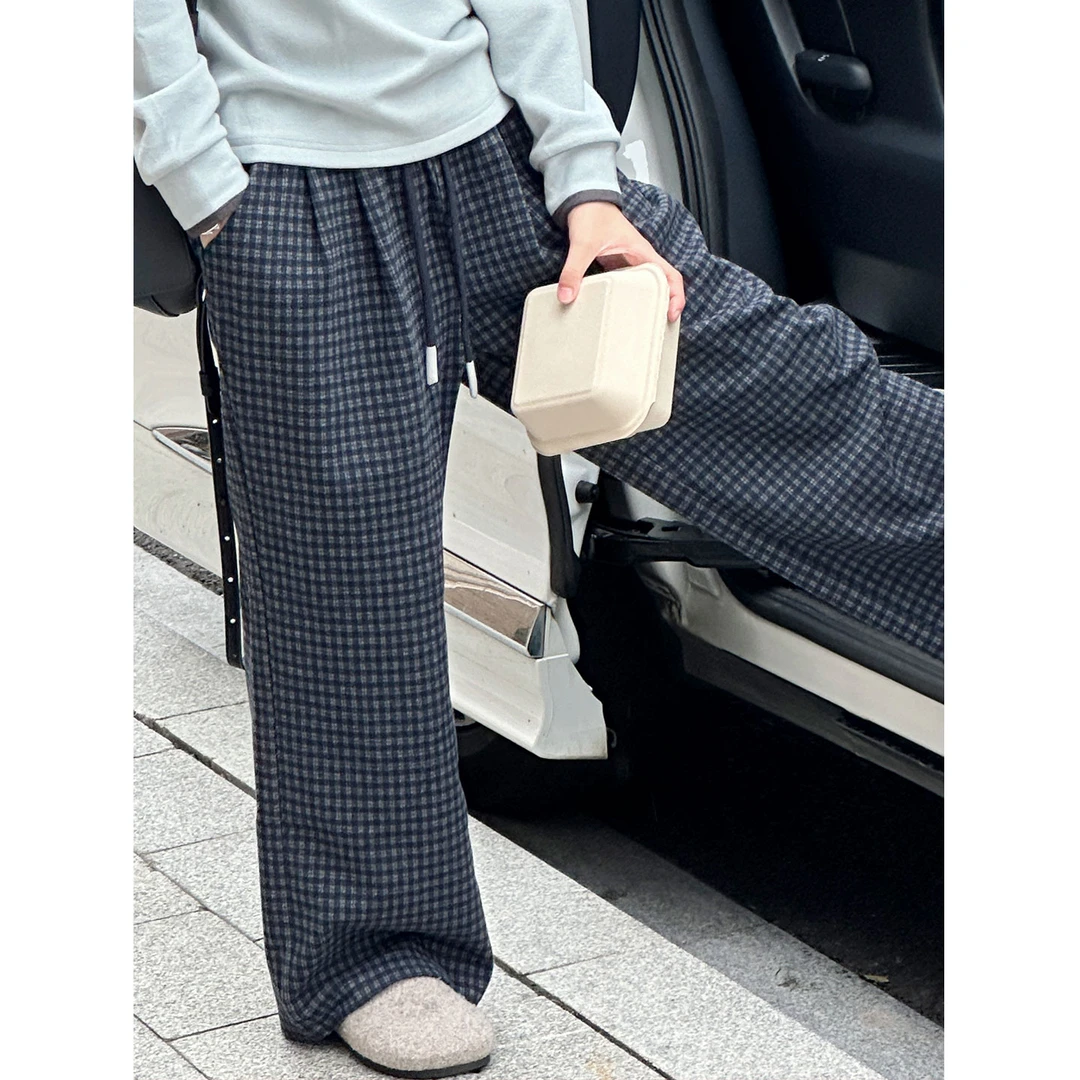 K29720孙小美松弛感女童格子休闲裤2025秋新款儿童裤子宽松阔腿裤