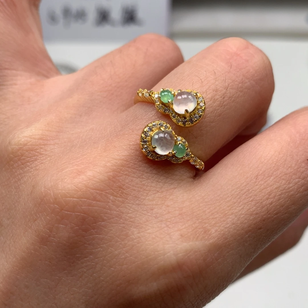 翡翠银S925镶嵌颈饰戒指