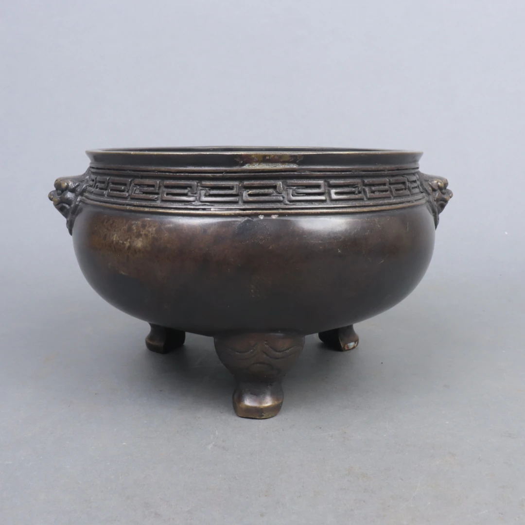 Tgz10 清代 三足双兽耳香炉