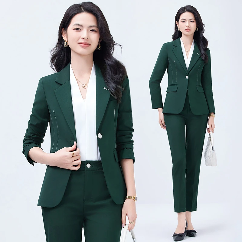 墨绿色西装女士2025新款夏季职业气质女神范高端西服外套薄款休闲