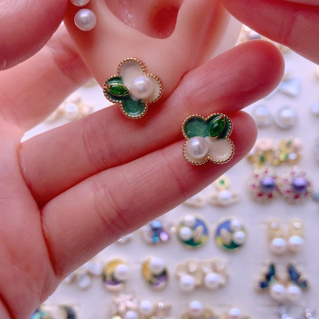 淡水珍珠耳饰合金
