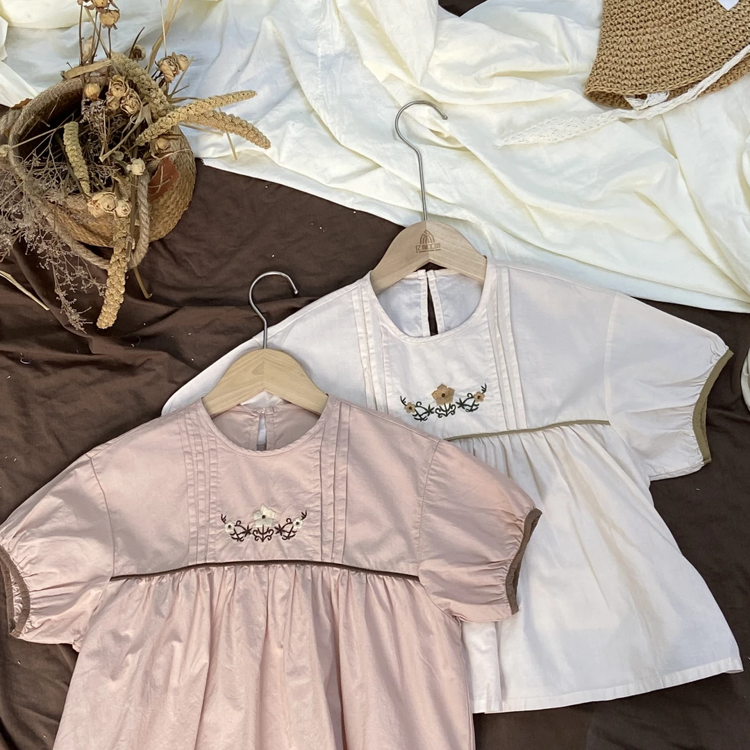 女童夏款衬衫百搭夏季新款刺绣女宝宝纯棉时尚衬衣外套简约