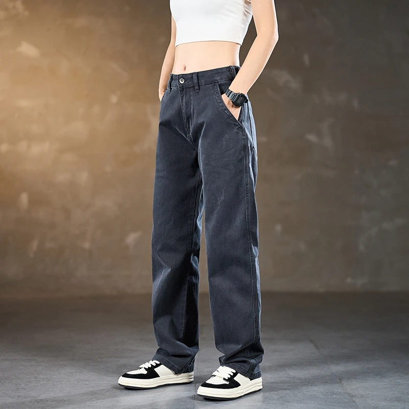 春夏美式工装裤子潮流直筒宽松休闲裤男生长裤港风阔腿牛仔裤2006