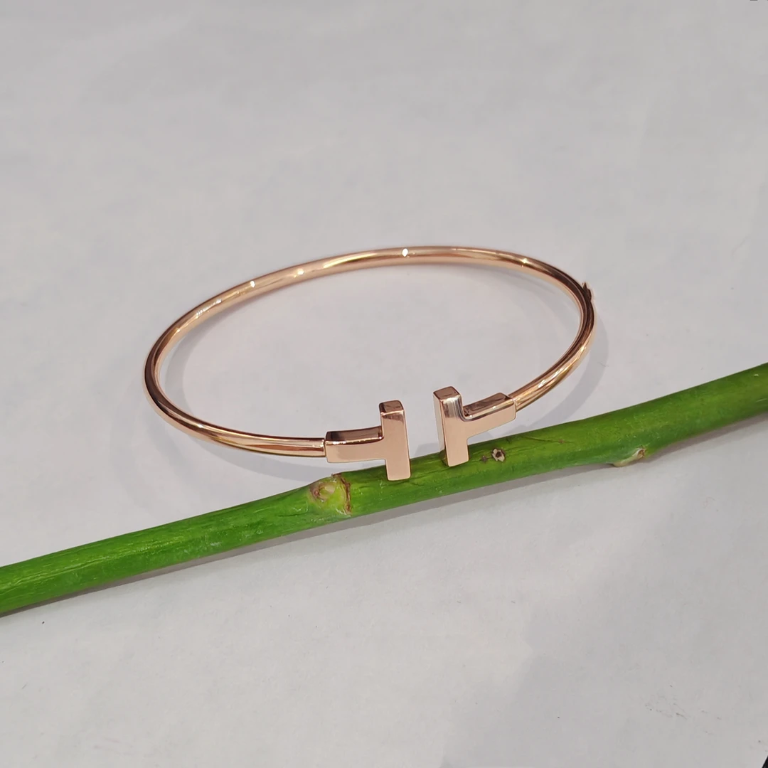 99新 Tiffany & Co./蒂芙尼 双T手镯/K玫/#16