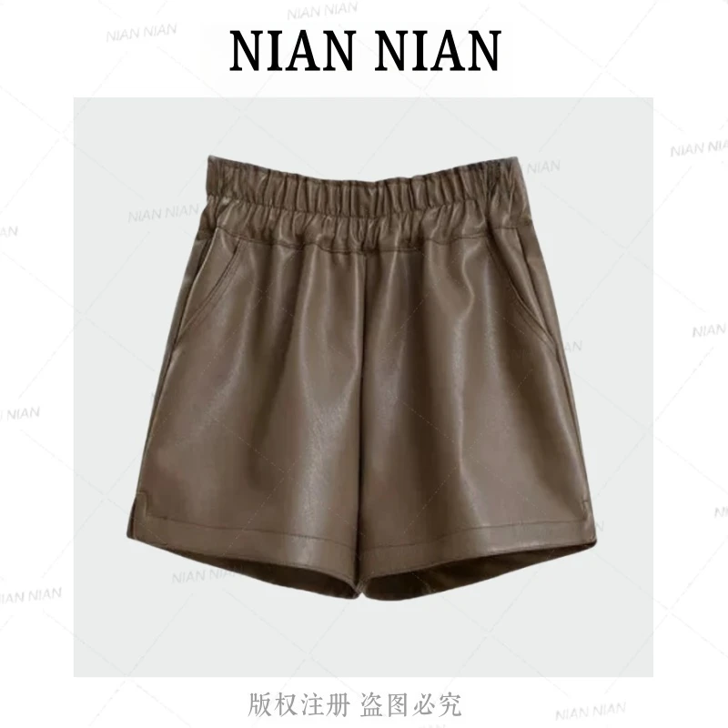 〖独家日记〗2025秋季新款短裤宽松阔腿显瘦款高腰皮裤外穿