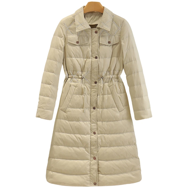 【伍莎-自营】修身纯色中长款羽绒服#SXM38H026