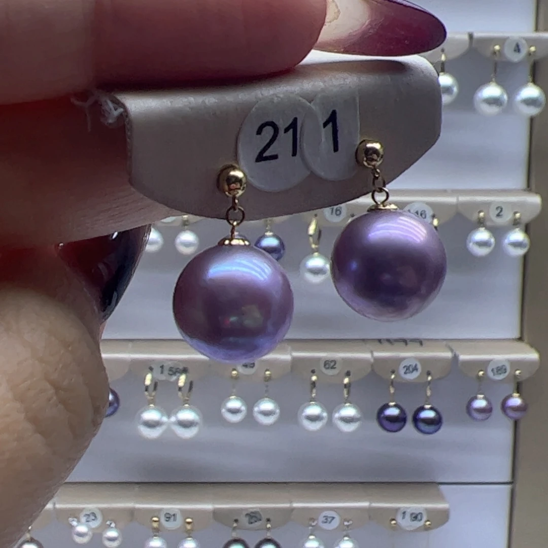 淡水珍珠耳饰18K金镶嵌