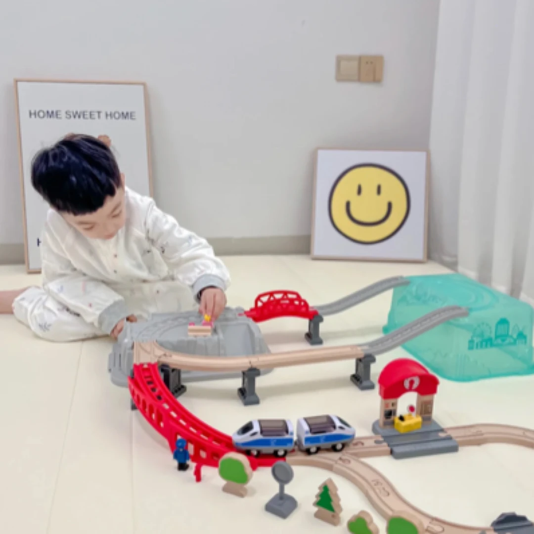 城市街景火车轨道收纳套装积木拼搭轨道模型DIY搭建玩具