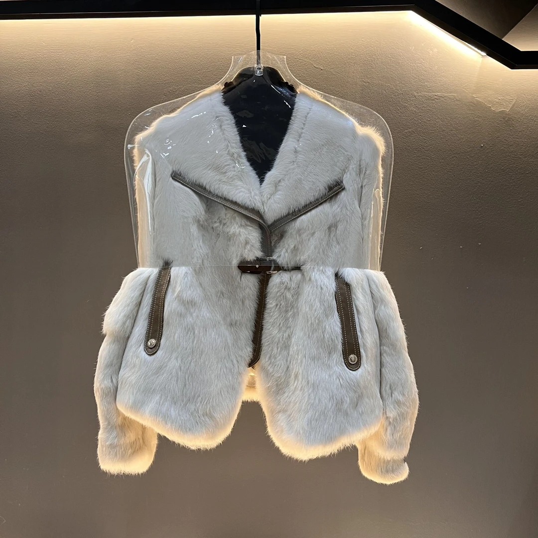 2024冬季新款气质高级感轻奢真兔毛大翻领外套显瘦保暖