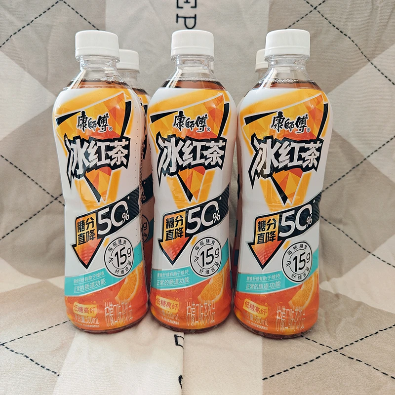 康师傅低糖高纤冰红茶500ml柠檬茶轻负担茶饮料夏季清凉解渴饮料