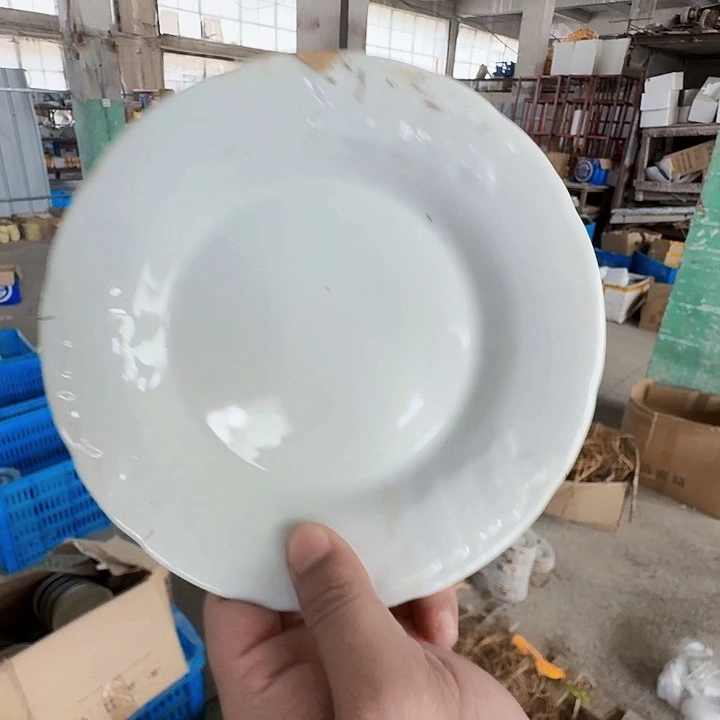 景德镇高温陶瓷7寸暗刻纹浅盘10个