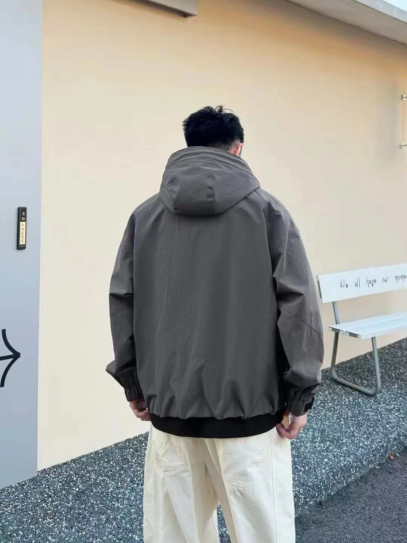 刺绣连帽秋季男男士三防冲锋夹克夹克休闲冲锋衣棉服