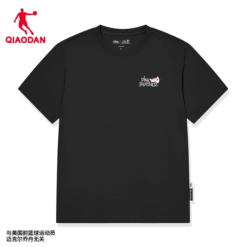 乔丹X粉红豹联名短袖T恤男士2025夏季新款纯棉透气百搭休闲上衣女