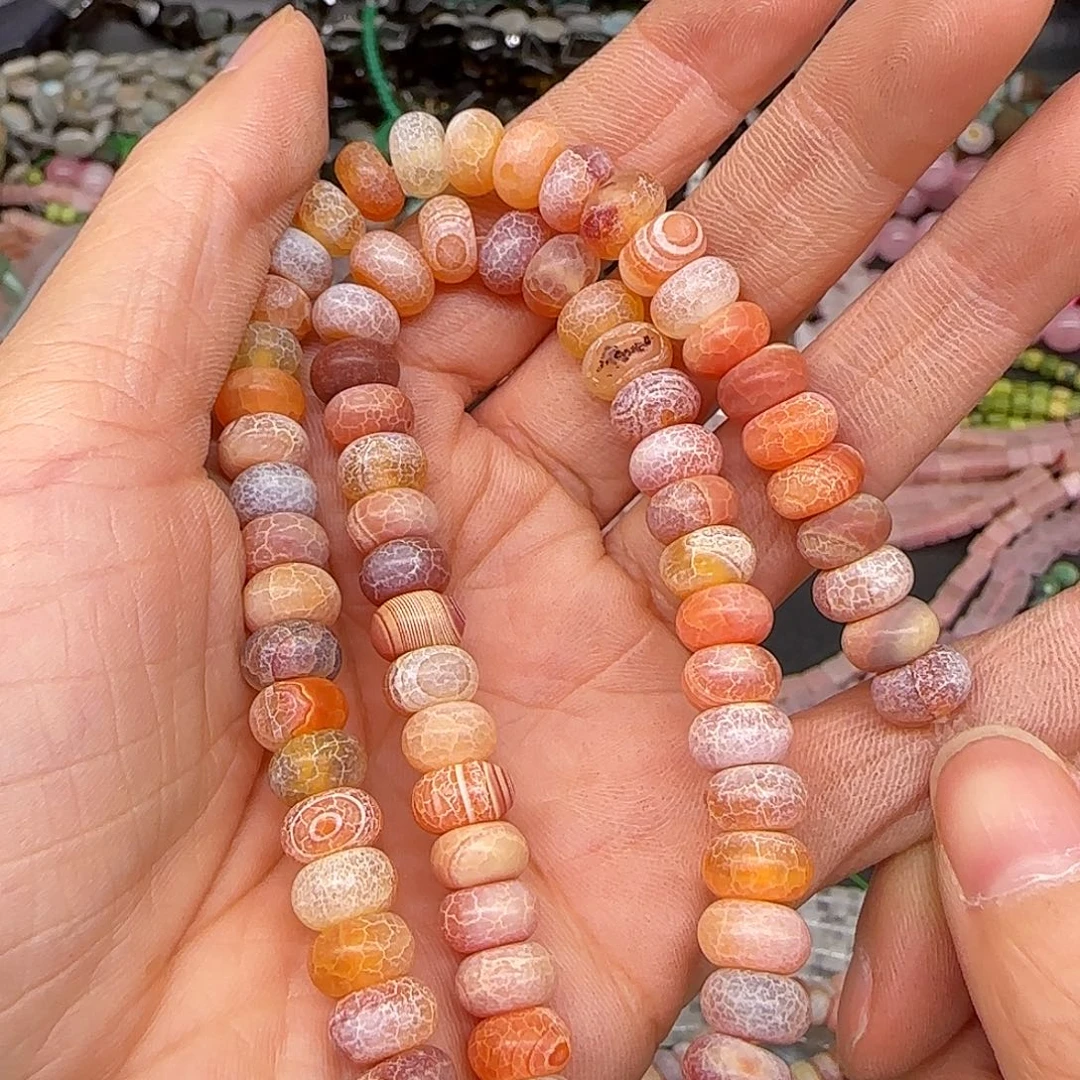 玛瑙/玉髓合金珠宝半成品风化玛瑙8mm一条算盘