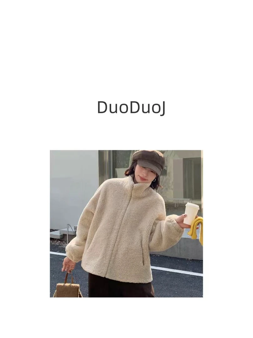 【DuoDuoJ】【糕糕拉链外套5385】韩系休闲百搭立领简约加厚外套