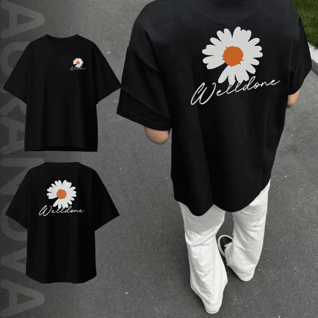 【重磅纯棉】高级感小雏菊印花短袖T恤男女款宽松圆领打底个性创意