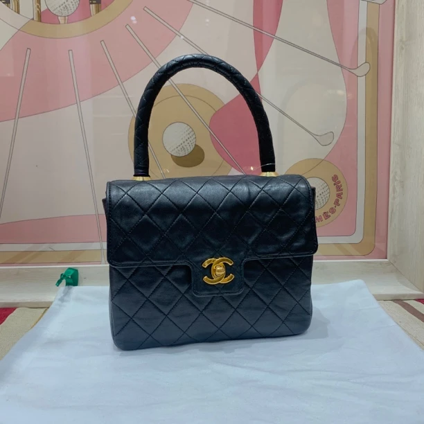 95新 Chanel/香奈儿 Chanel黑金中古handle手提包  25090001-02