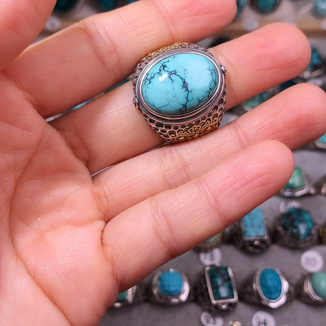 绿松石挂件银S925镶嵌