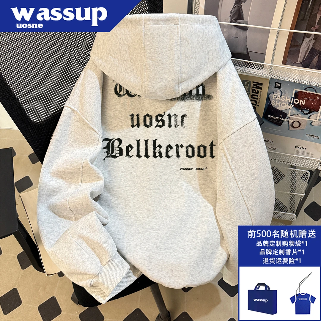 ins美式潮牌街头连帽卫衣男秋季新款cleanfit百搭小众设计感外套