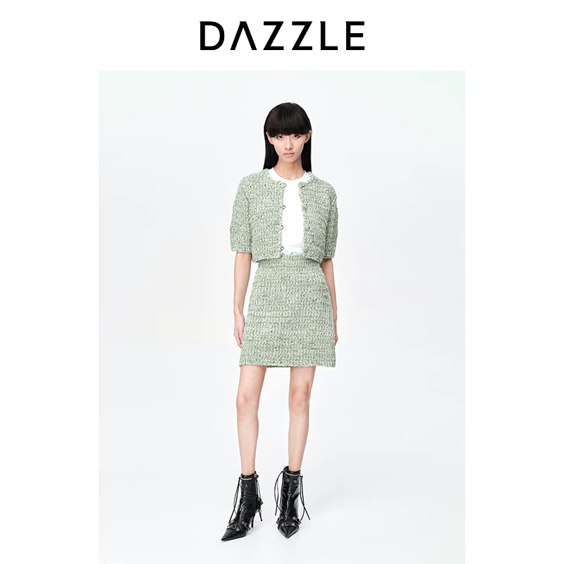 DAZZLE地素减龄针织小香风A字半身裙短裙女2H1E713