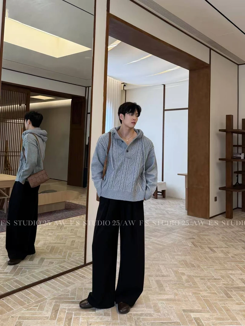 F.S 25A/W【肌理连帽针织】设计感新钱连帽落肩秋冬长袖毛衣