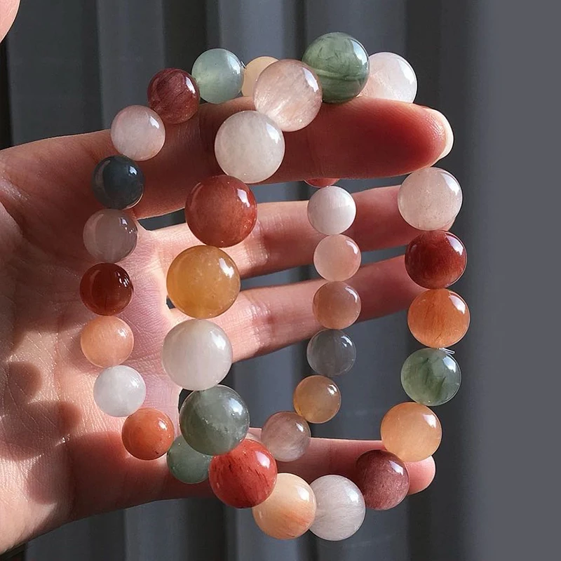 天然彩兔毛水晶手链女黄红兔毛手串男女小众礼物【多样性发其一】