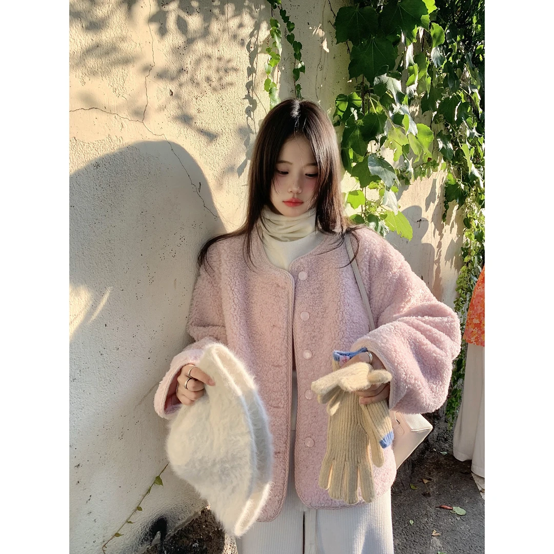 【小仙倪子】韩版宽松型女加厚巨好看设计感HD毛毛外套 254X3564