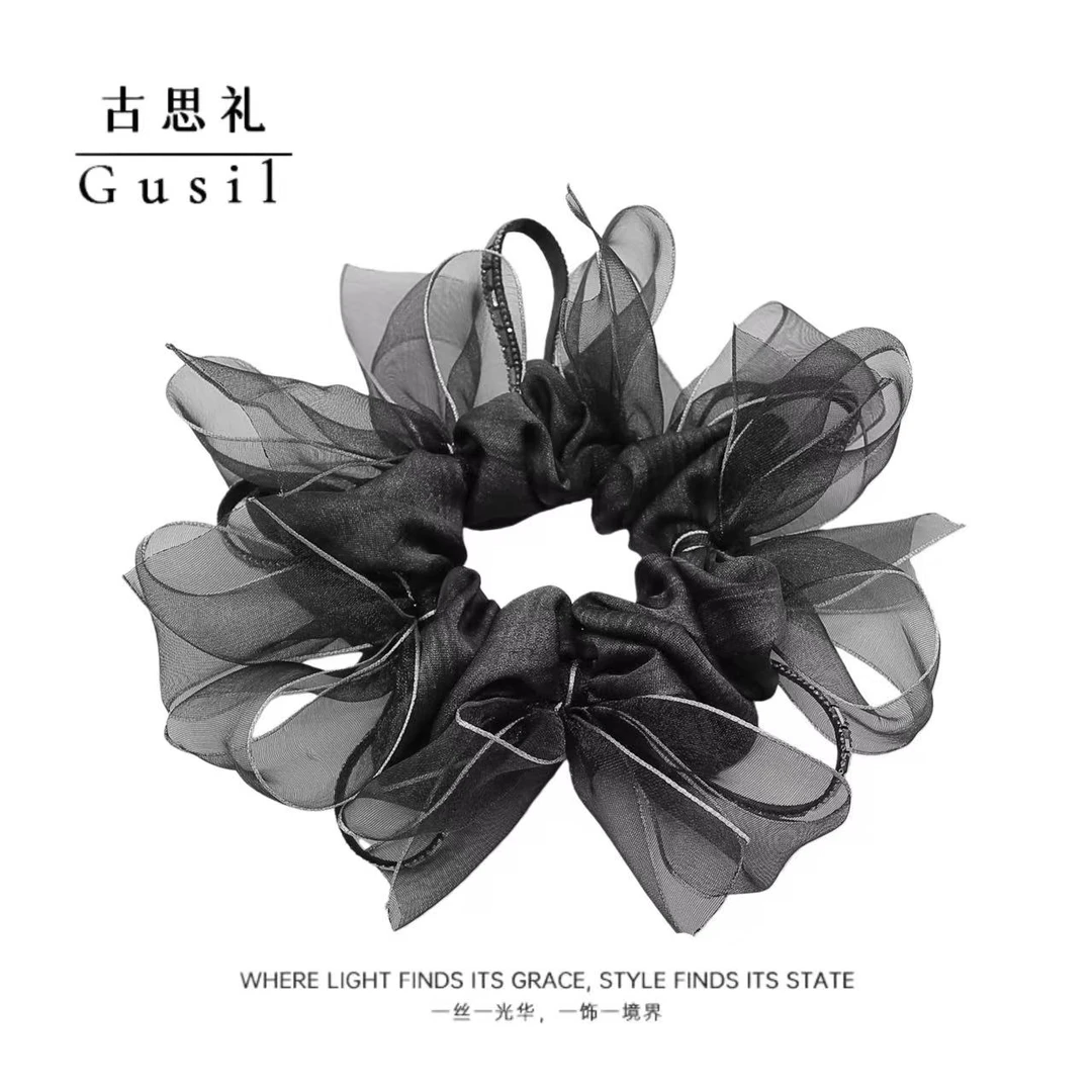 古思礼韩系慵懒低丸子时尚蝴蝶结大肠发圈GS9470