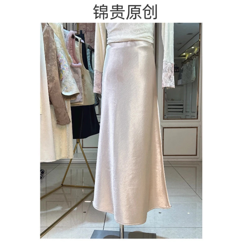【幕锦】缎面高级感半身裙A字鱼尾斜裁夏季新款显瘦气质禅亿轻奢