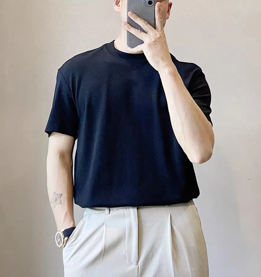 【锁扣款】潮流青年美式休闲印花夏季短袖T恤宽松t恤半高领