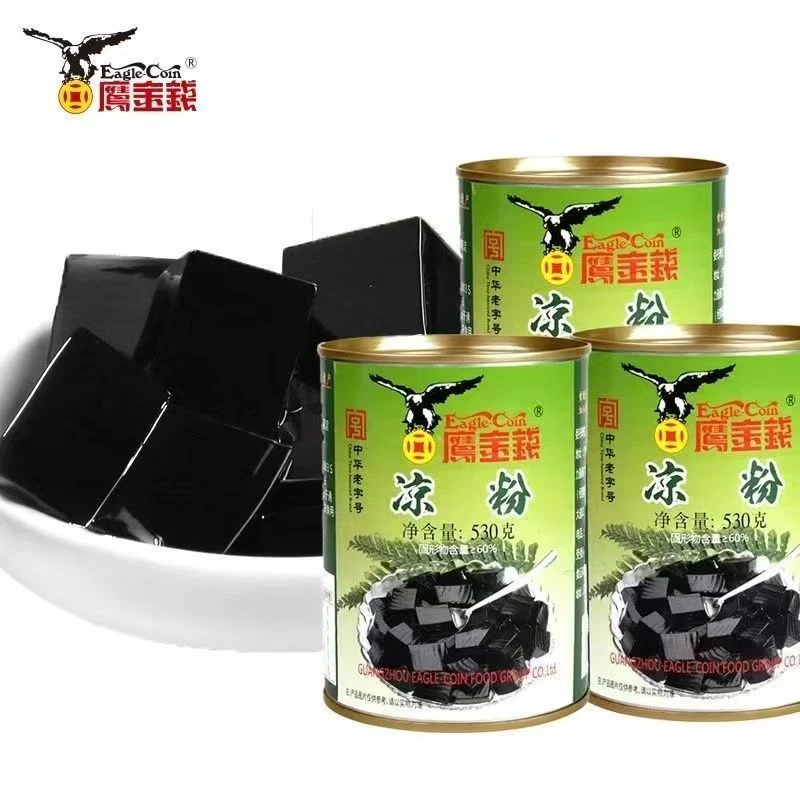 12罐整箱鹰金钱凉粉530g即食免煮仙草水果甜品奶茶火锅黑凉粉