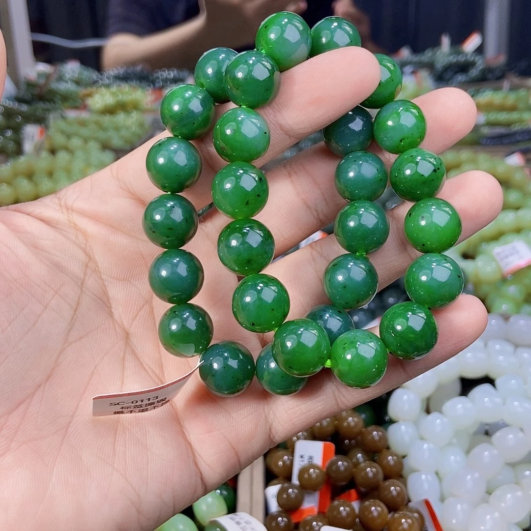 未镶嵌手串和田玉纯天然卡14碧玉乌兰海多样性发一