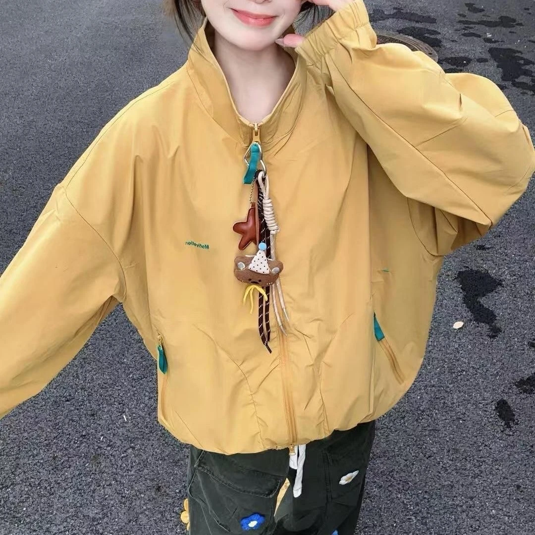 2025秋季新款复古美式立领冲锋衣外套韩版宽松学生百搭夹克