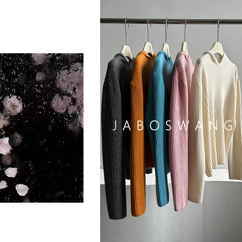 S1684水流连帽衫极简针织衫女套头毛衣多色轻盈保暖长袖上衣