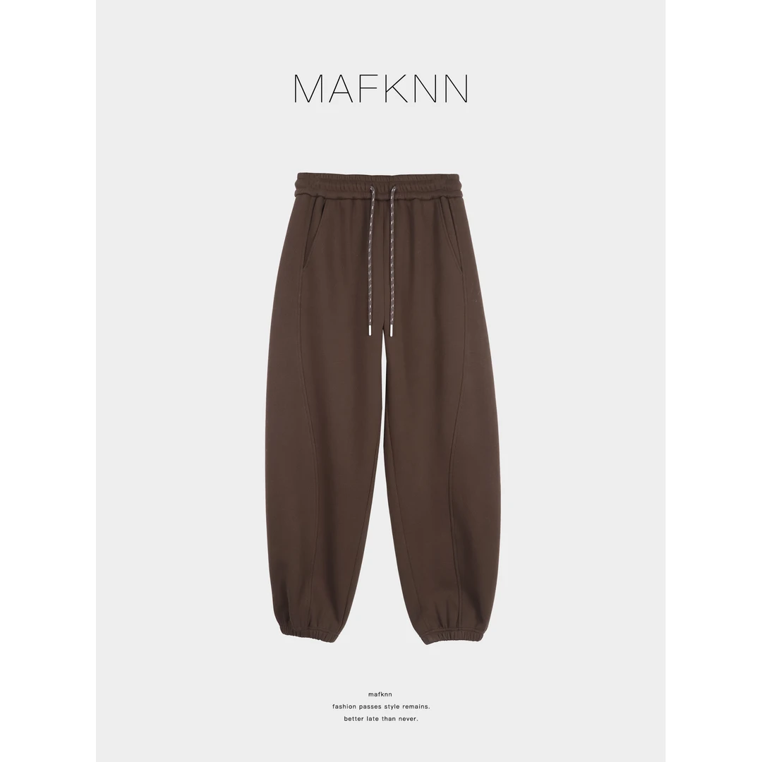 MAFKNN/玛肯时尚休闲简约纯色百搭设计师款潮牌女卫裤MK13688